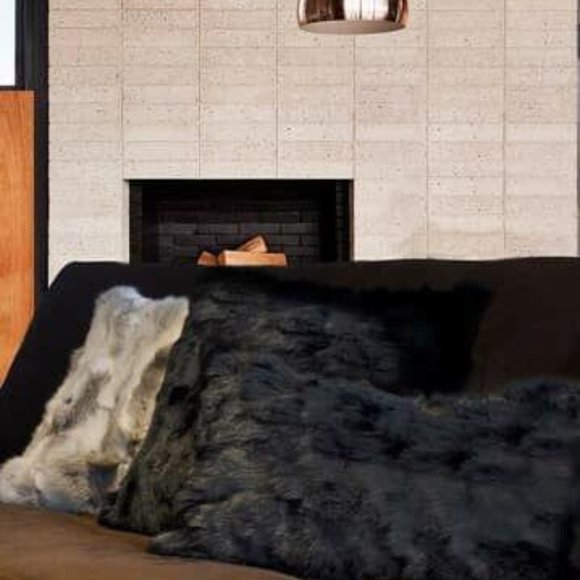 Natural Genuine Rabbit Fur Pillow - Set of 2 - 18" x 18" - Black - Picture 8 of 8